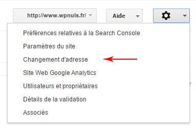 changement d'adresse dans la search console