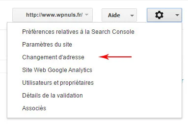 changement d'adresse dans la search console