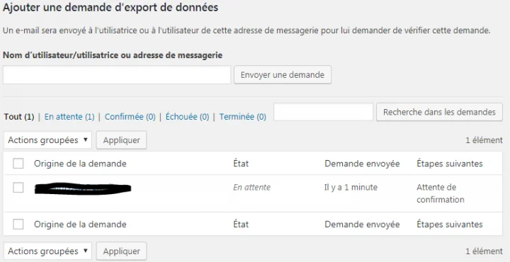 WordPress RGPD gestion des données