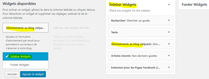 ajouter un widget dans un blog wordpress