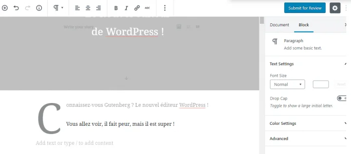 à quoi ressemble l'éditeur gutenberg ?