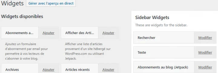 qu'est-ce que le mode accessibilité widgets wordpress
