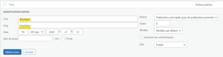 changer le nom de la page boutique sur woocommerce