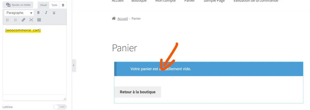 retirer le shortcode panier de woocommerce