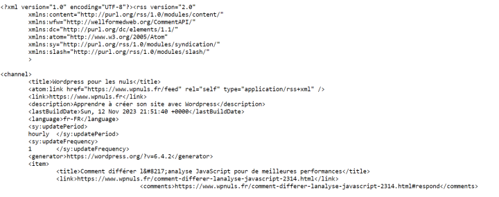 flux xml de wordpress pour les nuls
