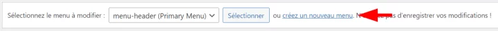 lien ajouter un nouveau menu wordpress