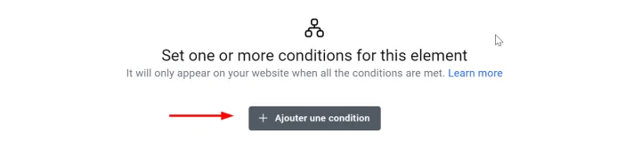 option ajouter une condition dans elementor